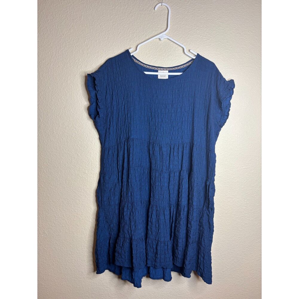 knox rose womens roshe blue cap-sleeve dress size large